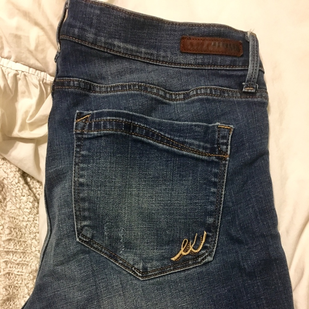 Express mid-rise, medium-dark wash jeans